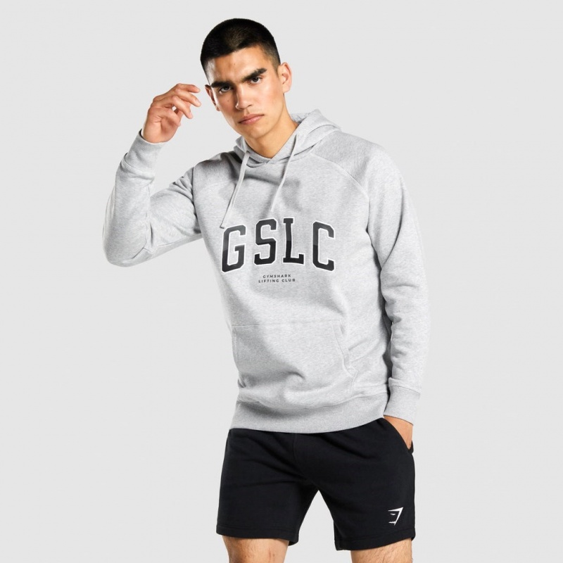 Φουτερ με Κουκουλα Gymshark GSLC Collegiate ανοιχτο γκρι | 975POFUGM