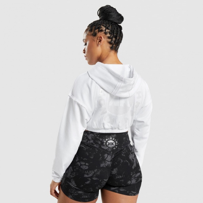 Φουτερ με Κουκουλα Gymshark KK Fit Zip-Up Cropped ασπρα | 617DZOHYE