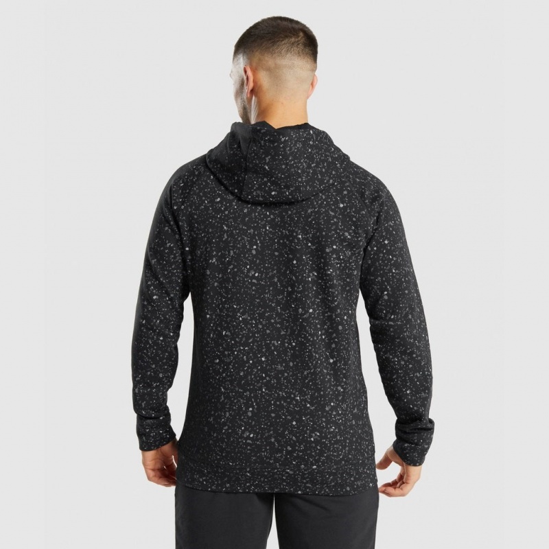Φουτερ με Κουκουλα Gymshark Micro Print μαυρα | 706JYDTEQ