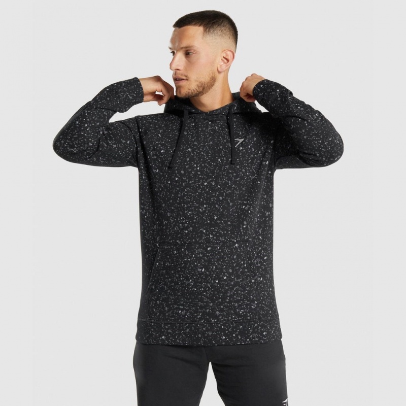 Φουτερ με Κουκουλα Gymshark Micro Print μαυρα | 706JYDTEQ