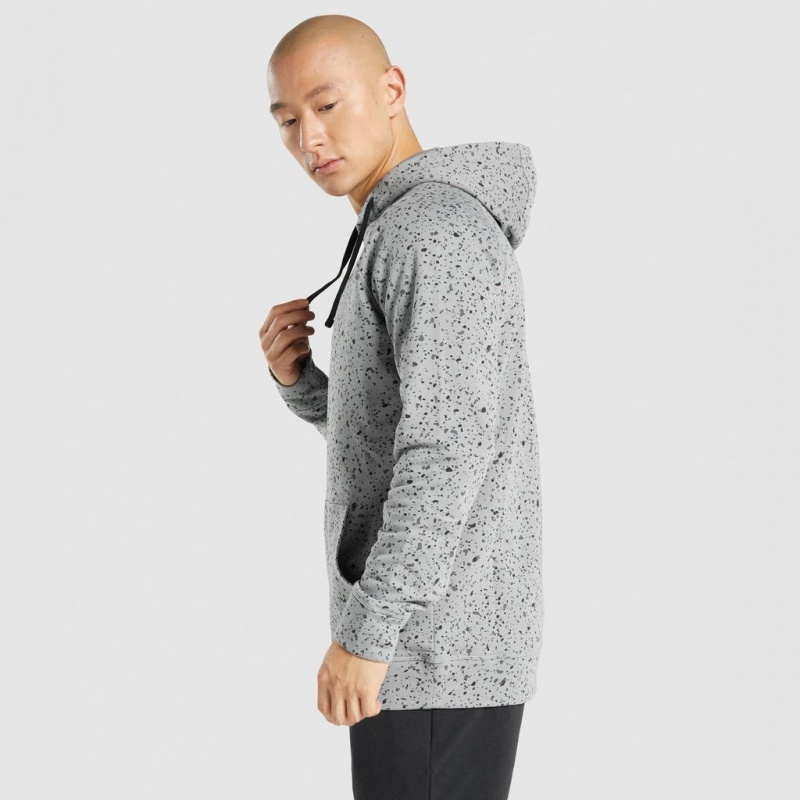 Φουτερ με Κουκουλα Gymshark Micro Print ανοιχτο γκρι | 016RLXHDP