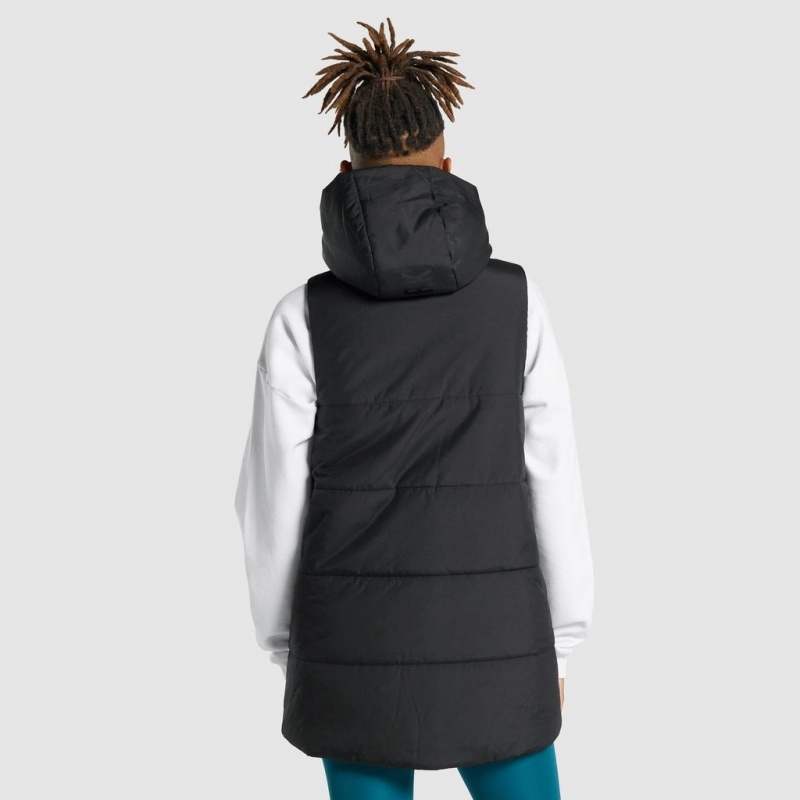 Φουτερ με Κουκουλα Gymshark Oversized Longline Gilet μαυρα | 450YCZEOT