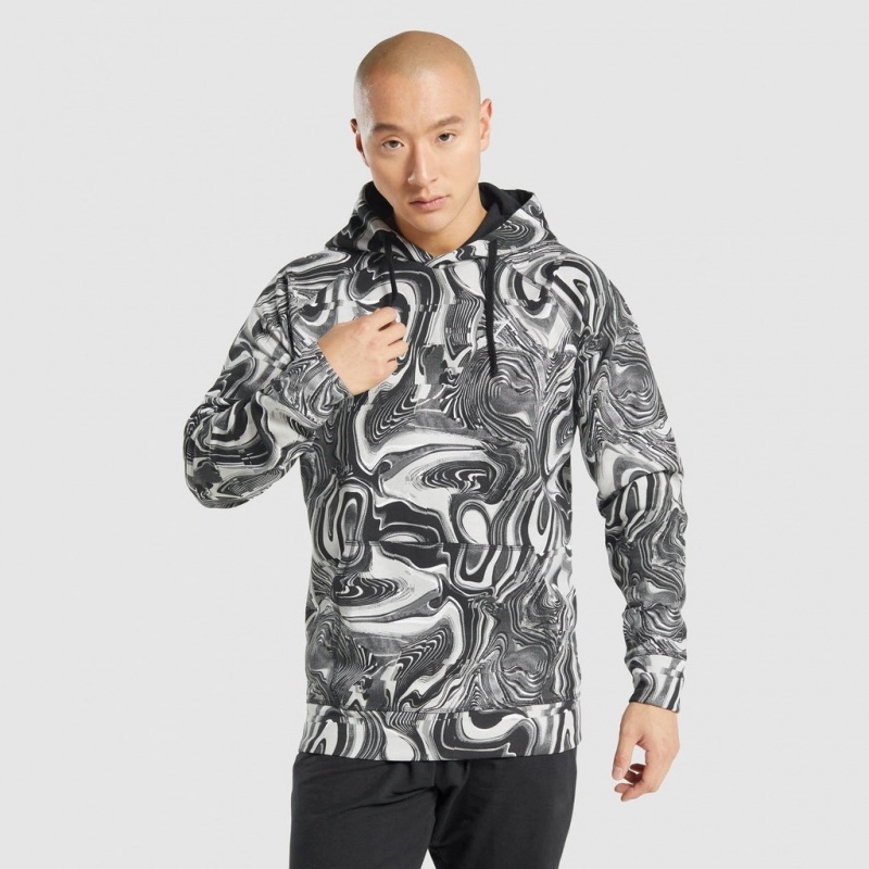 Φουτερ με Κουκουλα Gymshark Pre Workout ασπρα μαυρα | 395ZUEHBT