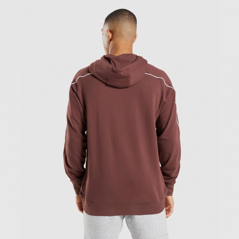 Φουτερ με Κουκουλα Gymshark Recess καφε ασπρα | 793EHFLBV