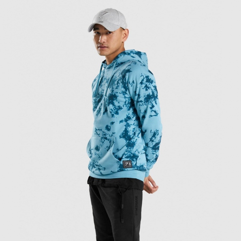 Φουτερ με Κουκουλα Gymshark Restore Teal Print | 247HNCDPV