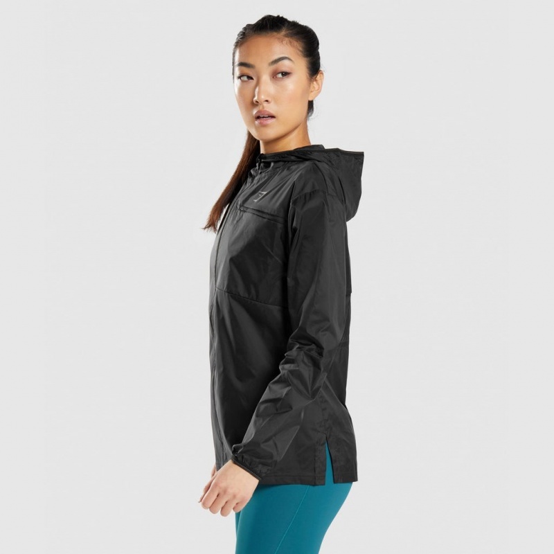 Φουτερ με Κουκουλα Gymshark Speed Windbreaker μαυρα | 015PMTHWF