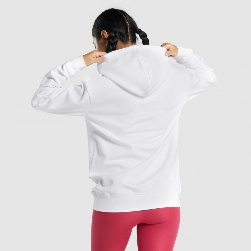Φουτερ με Κουκουλα Gymshark Sundae σταμπεσ Oversized ασπρα | 843EWZVUQ