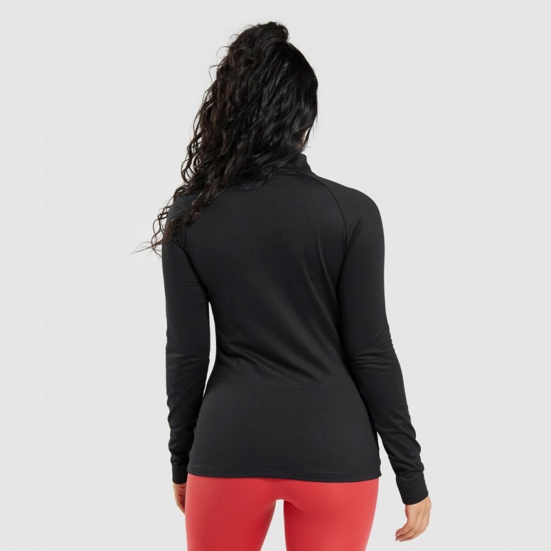 Φουτερ με Κουκουλα Gymshark Αθλητικά 1/4 Zip μαυρα | 902XMQDTW