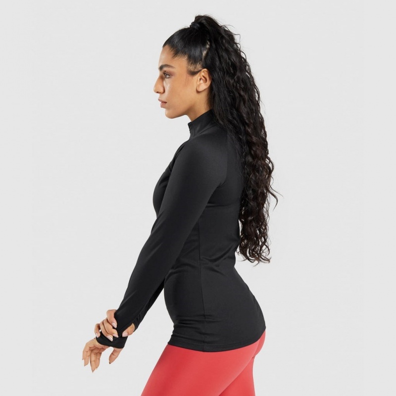 Φουτερ με Κουκουλα Gymshark Αθλητικά 1/4 Zip μαυρα | 902XMQDTW