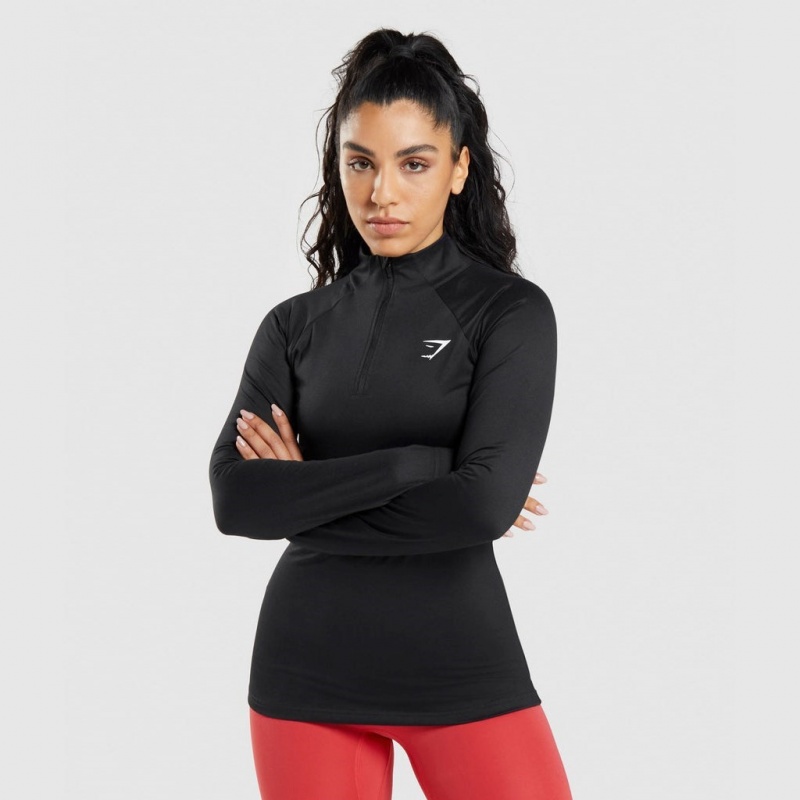 Φουτερ με Κουκουλα Gymshark Αθλητικά 1/4 Zip μαυρα | 902XMQDTW