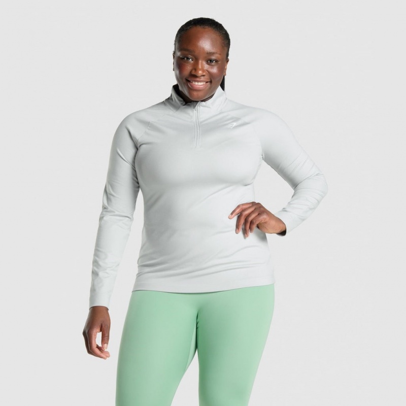 Φουτερ με Κουκουλα Gymshark Αθλητικά 1/4 Zip ανοιχτο γκρι | 847PHVSUT