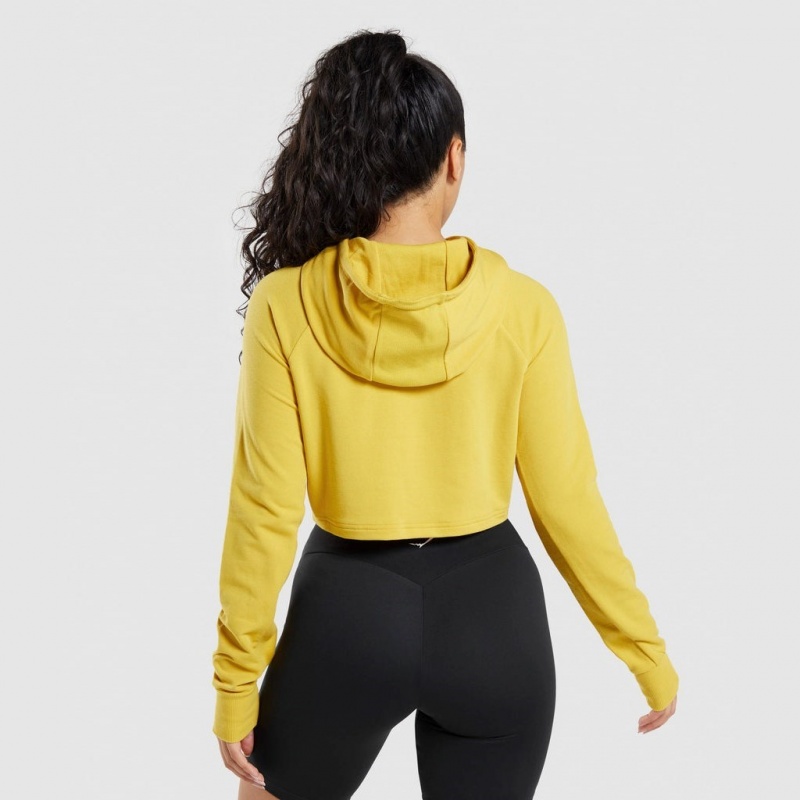 Φουτερ με Κουκουλα Gymshark Αθλητικά Cropped κίτρινα | 032JQGYAU