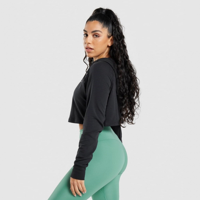 Φουτερ με Κουκουλα Gymshark Αθλητικά Cropped μαυρα | 427RDGISK