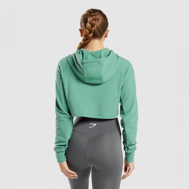 Φουτερ με Κουκουλα Gymshark Αθλητικά Cropped πρασινο | 459IXFDMV