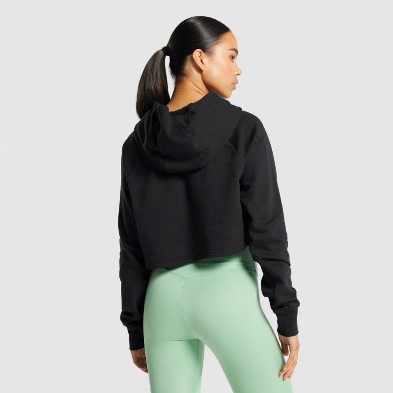 Φουτερ με Κουκουλα Gymshark Αθλητικά Cropped μαυρα | 507RLBIXE
