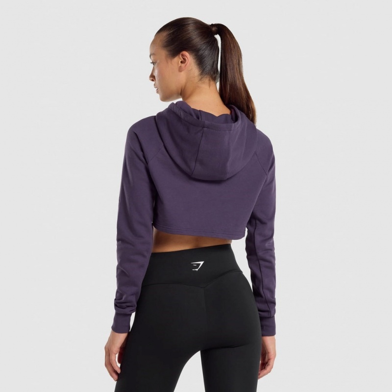 Φουτερ με Κουκουλα Gymshark Αθλητικά Cropped μωβ | 870ZIJUDK