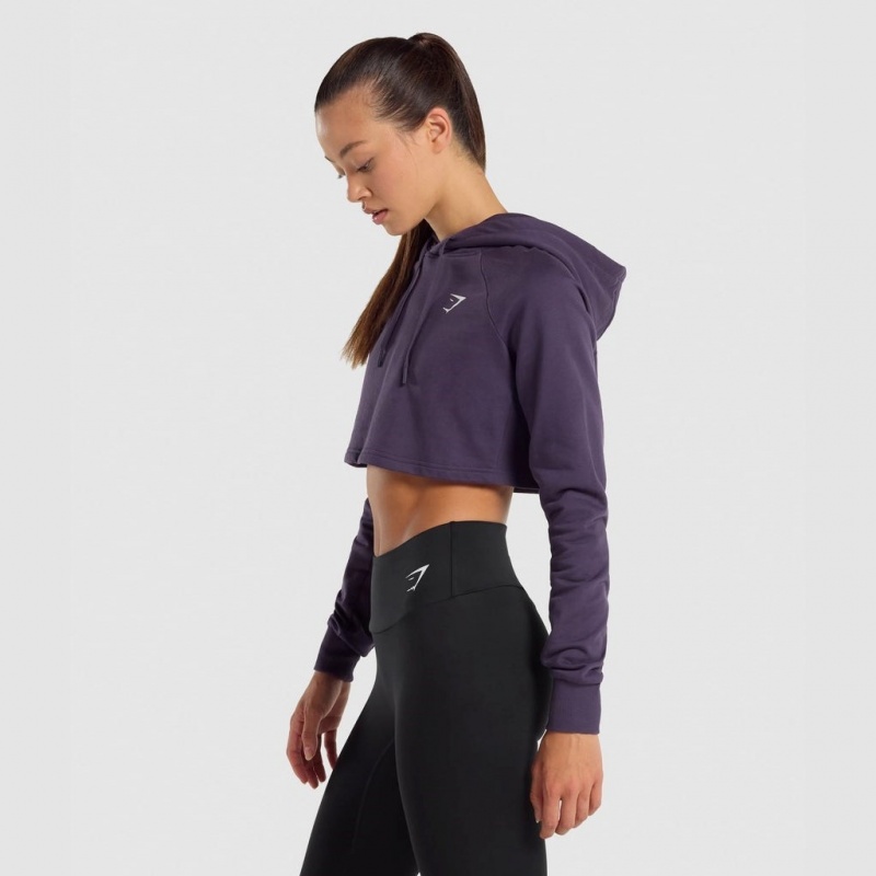 Φουτερ με Κουκουλα Gymshark Αθλητικά Cropped μωβ | 870ZIJUDK