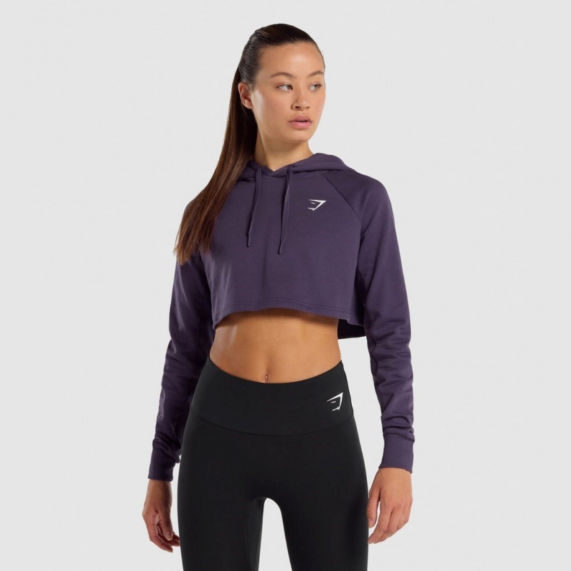 Φουτερ με Κουκουλα Gymshark Αθλητικά Cropped μωβ | 870ZIJUDK