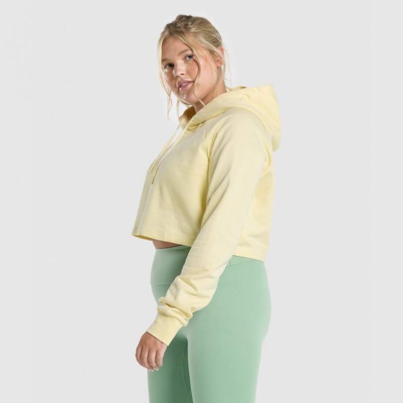 Φουτερ με Κουκουλα Gymshark Αθλητικά Cropped ανοιχτο κίτρινα | 059UNODSC