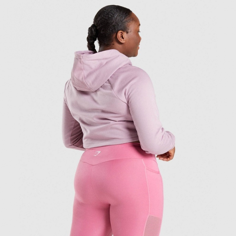 Φουτερ με Κουκουλα Gymshark Αθλητικά Cropped ανοιχτο μωβ | 897KYAFOV