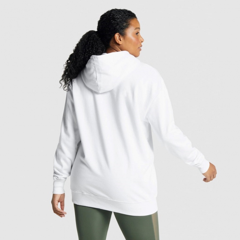 Φουτερ με Κουκουλα Gymshark Αθλητικά Oversized ασπρα | 389VUKQIA