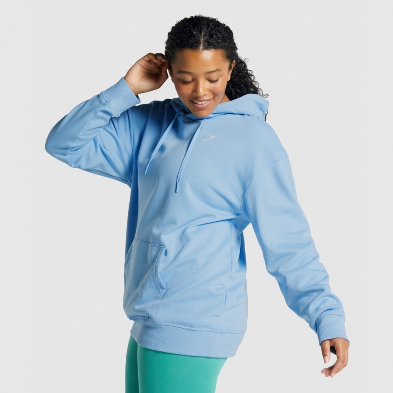 Φουτερ με Κουκουλα Gymshark Αθλητικά Oversized ανοιχτο μπλε | 680OGMCEB