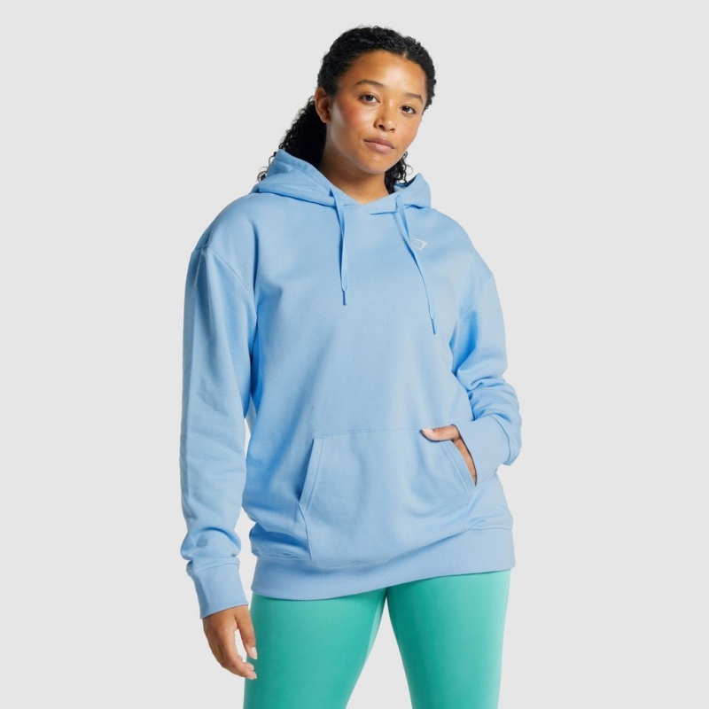 Φουτερ με Κουκουλα Gymshark Αθλητικά Oversized ανοιχτο μπλε | 680OGMCEB