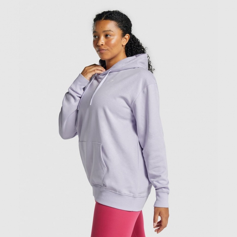 Φουτερ με Κουκουλα Gymshark Αθλητικά Oversized ανοιχτο μωβ | 908DOQTXU