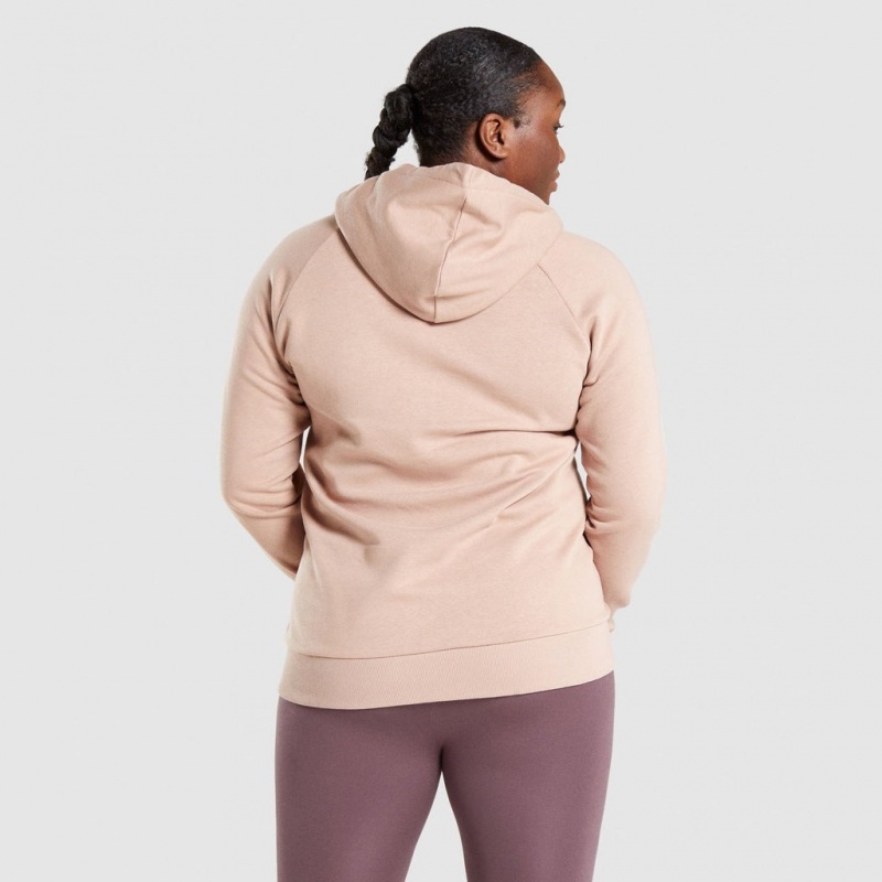 Φουτερ με Κουκουλα Gymshark Αθλητικά Zip Up Taupe | 650FUZHPN