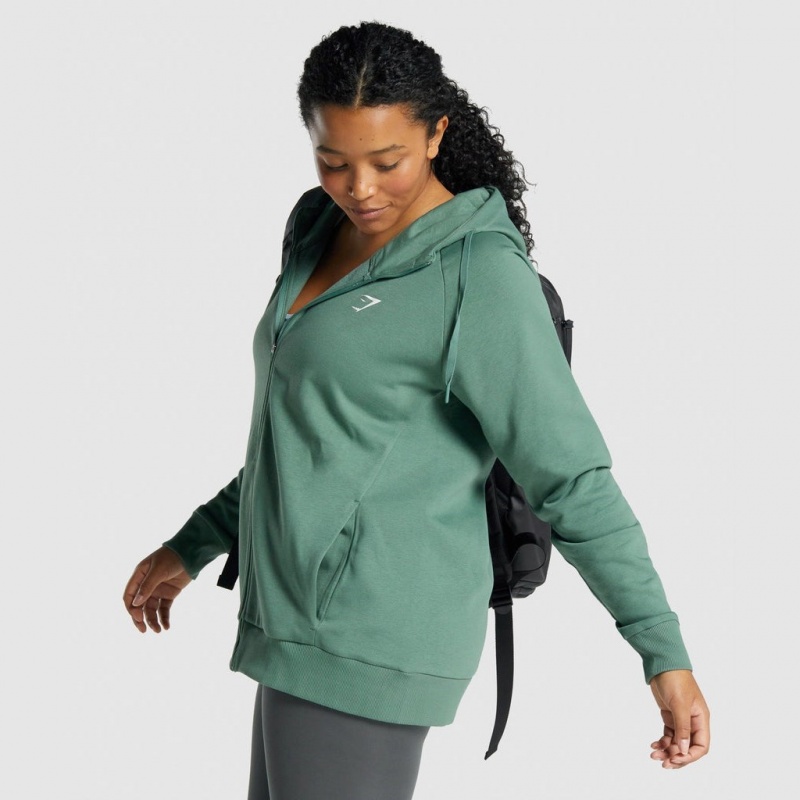 Φουτερ με Κουκουλα Gymshark Αθλητικά Zip Up πρασινο | 217BJDHNM