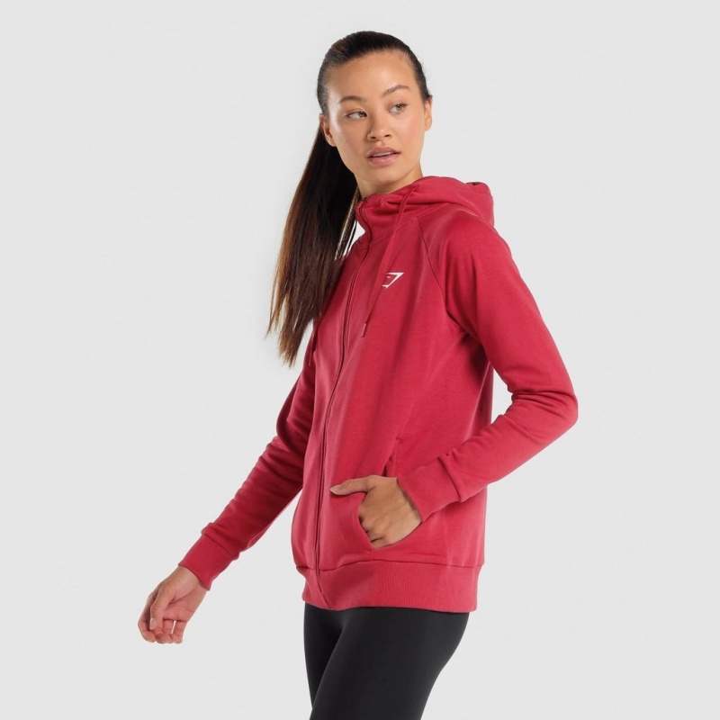 Φουτερ με Κουκουλα Gymshark Αθλητικά Zip Up μπορντο | 742QOWUBI