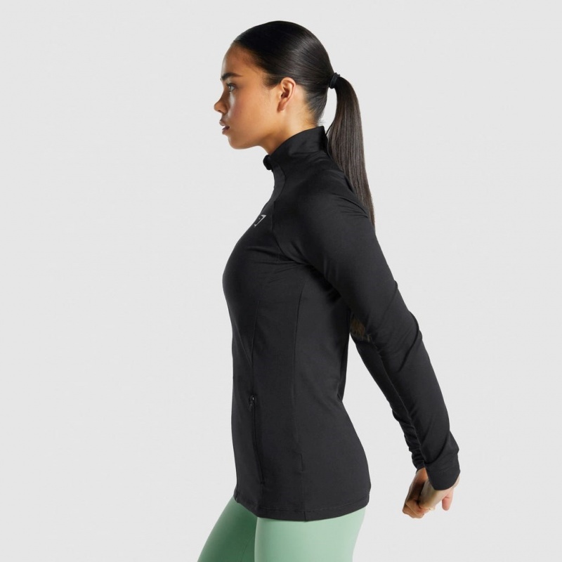 Φουτερ με Κουκουλα Gymshark Αθλητικά Zip Up μαυρα | 856YRJZKB