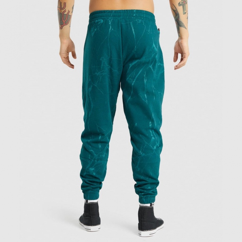 παντελονι jogger Gymshark Power Teal Print | 813OAQJMF