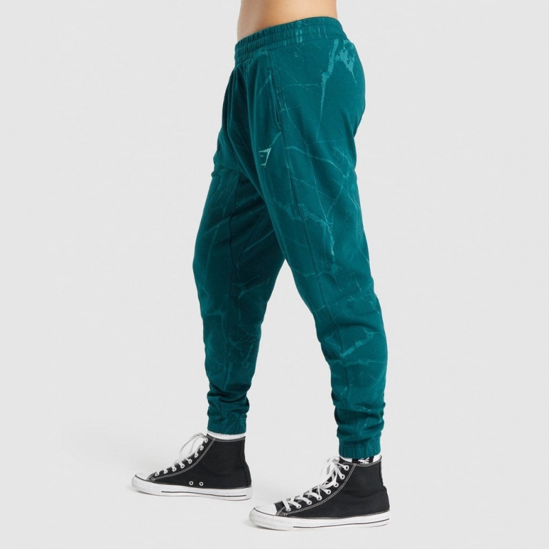 παντελονι jogger Gymshark Power Teal Print | 813OAQJMF